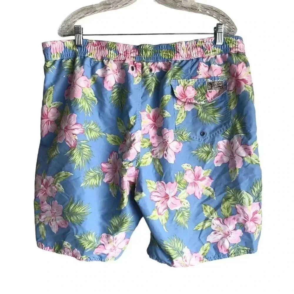 Polo Ralph Lauren Men's Swim Trunks XXL 38-42 Floral Mesh Lined Elastic Waist - Picture 1 of 10